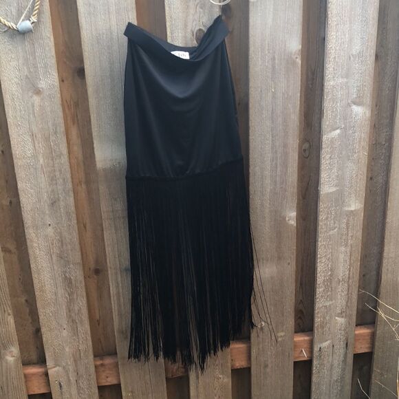 NWOT Tic Toc Flapper long fringe short black PARTY skirt - Picture 1 of 6